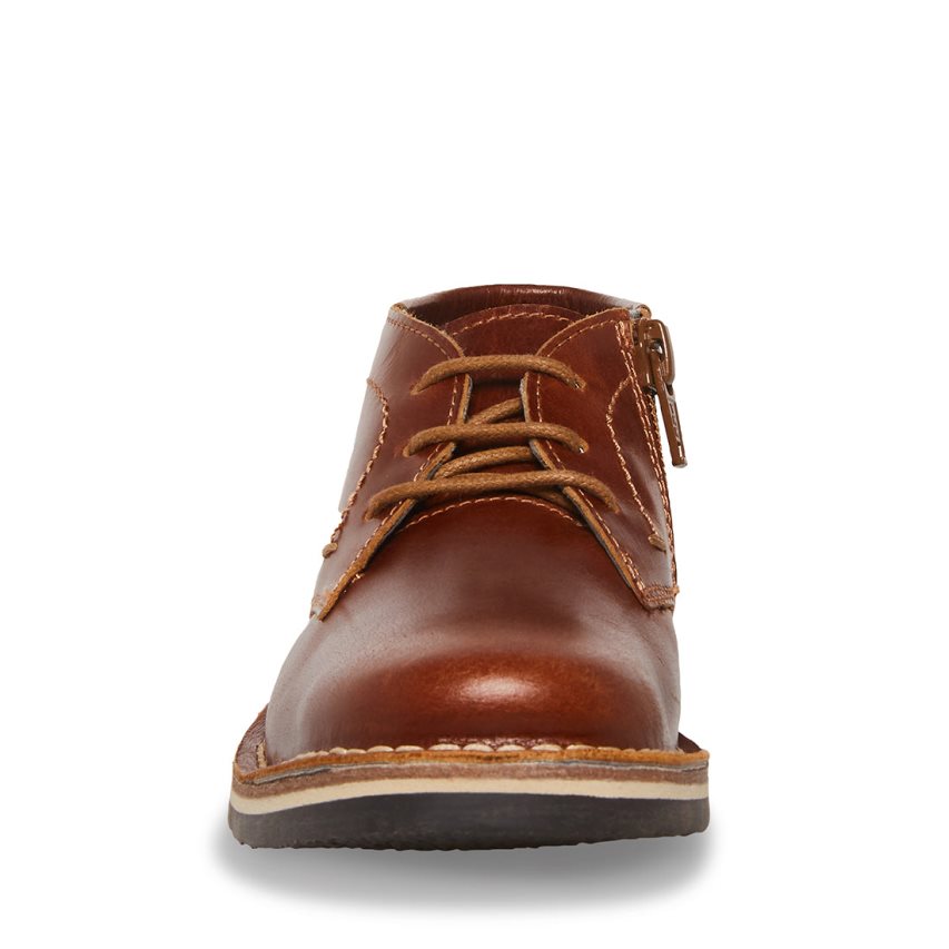 Brown Steve Madden Bharkeen Leather Kids' Chukka Boots | PH 9710SJX